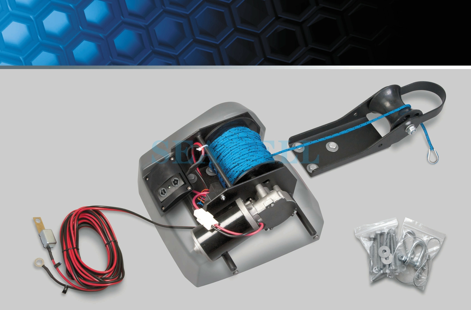 35 LBs Boat Saltwater Electric Anchor Winch With Wireless Remote Control black