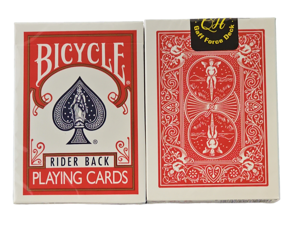 Bicycle 1 Deck One Way QUEEN HEARTS Red Force Playing Same + 4 Gaff Magic Cards
