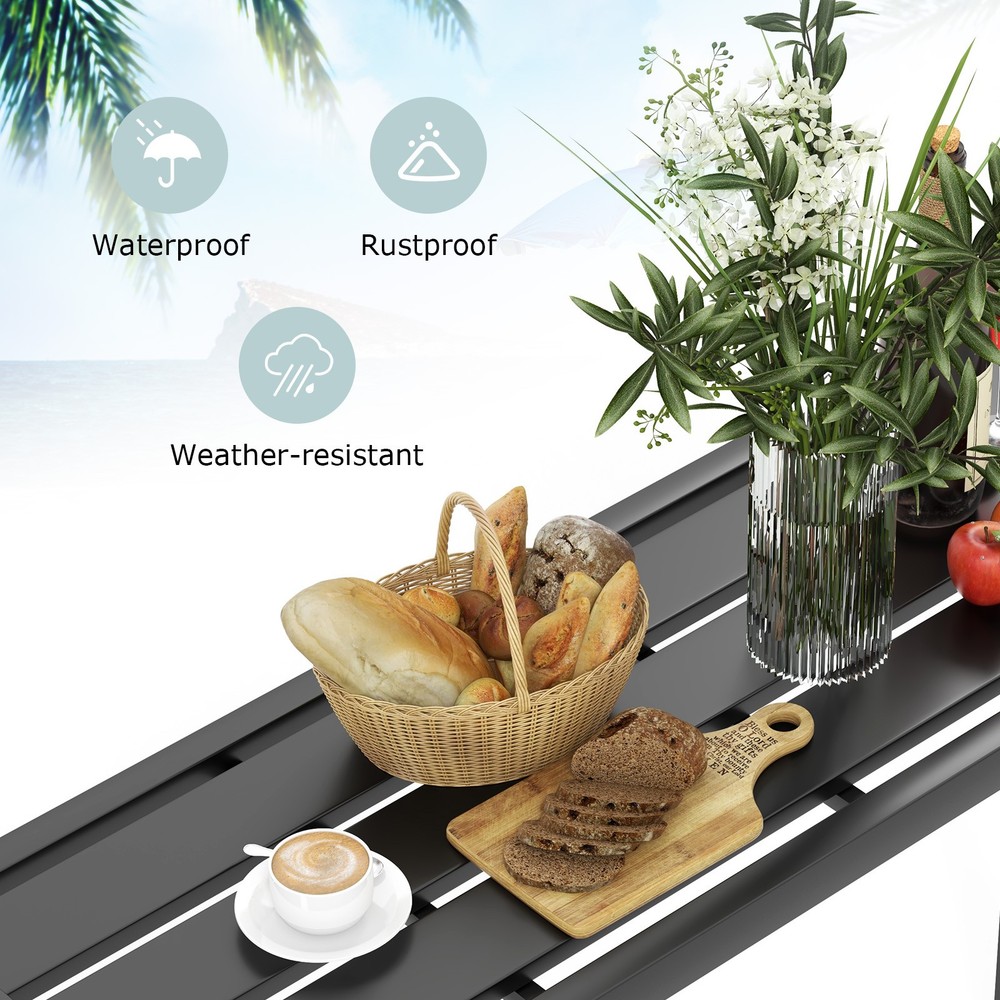 Outdoor Metal Bar Table 48" Patio Rectangular Counter Height Dining Table Black