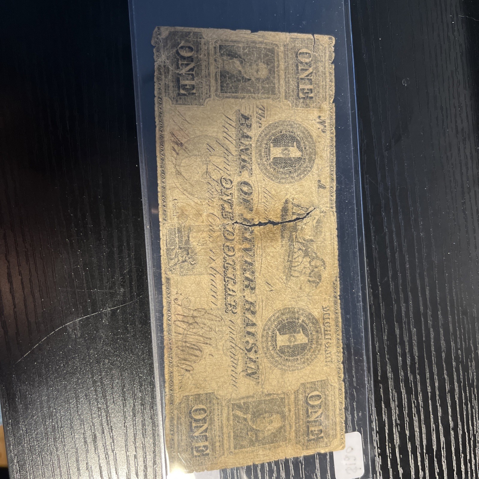 One Dollar “The Bank Of River Raisin” 1800s Bill Michigan