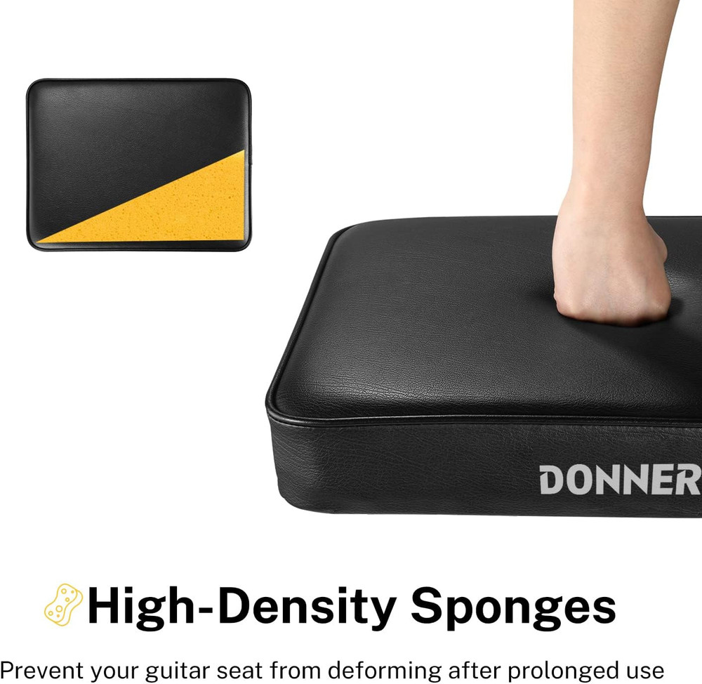 Adjustable X-Style Piano Bench, Foldable Stool with Thick Padding, Black