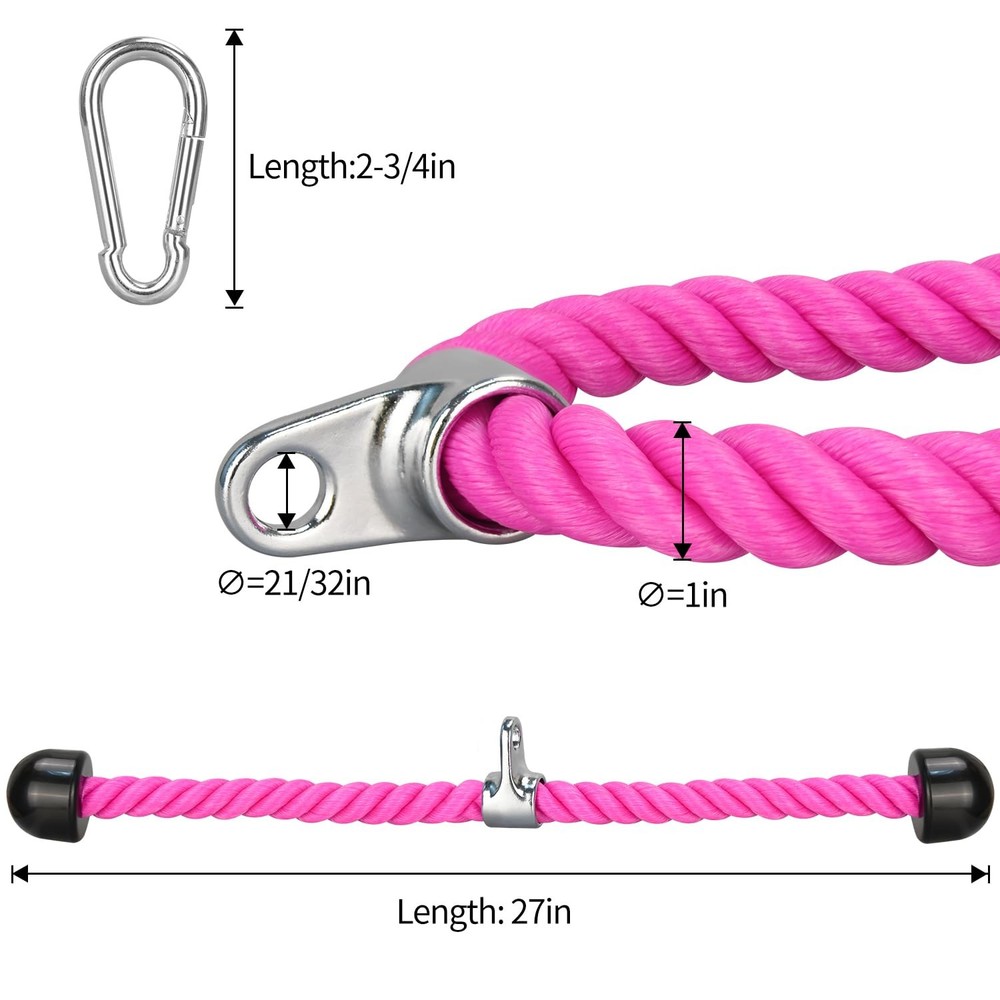 27 Inch Tricep Rope Cable Attachment Pull Down Rope for Cable Machine