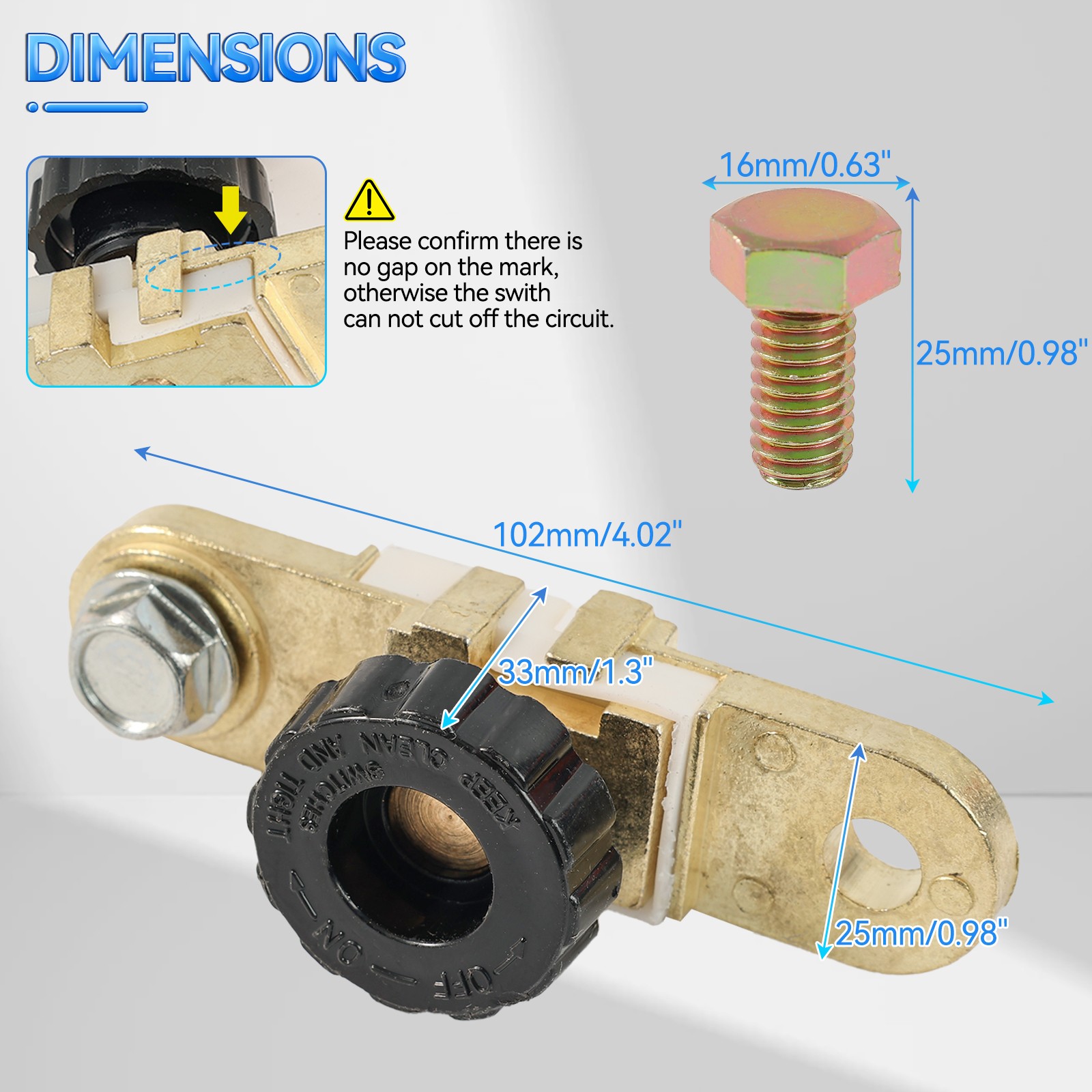 Battery Terminal Quick Disconnect Switch Side Post Battery Shut/ Cut Off Brass
