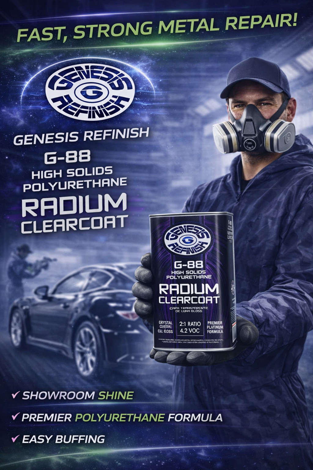 2K Urethane Clear Coat HS 2:1 7.5L Kit w/ Medium Hardener High Gloss