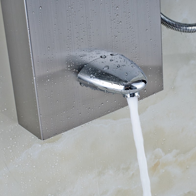 Brushed Nickel Bathroom Multi Function Shower Panel Hand Spary Wall Mount Tap