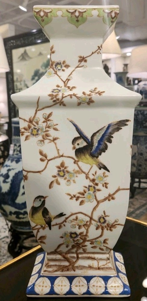Porcelain Rectangular Vase- Xiamena Collection-16''H