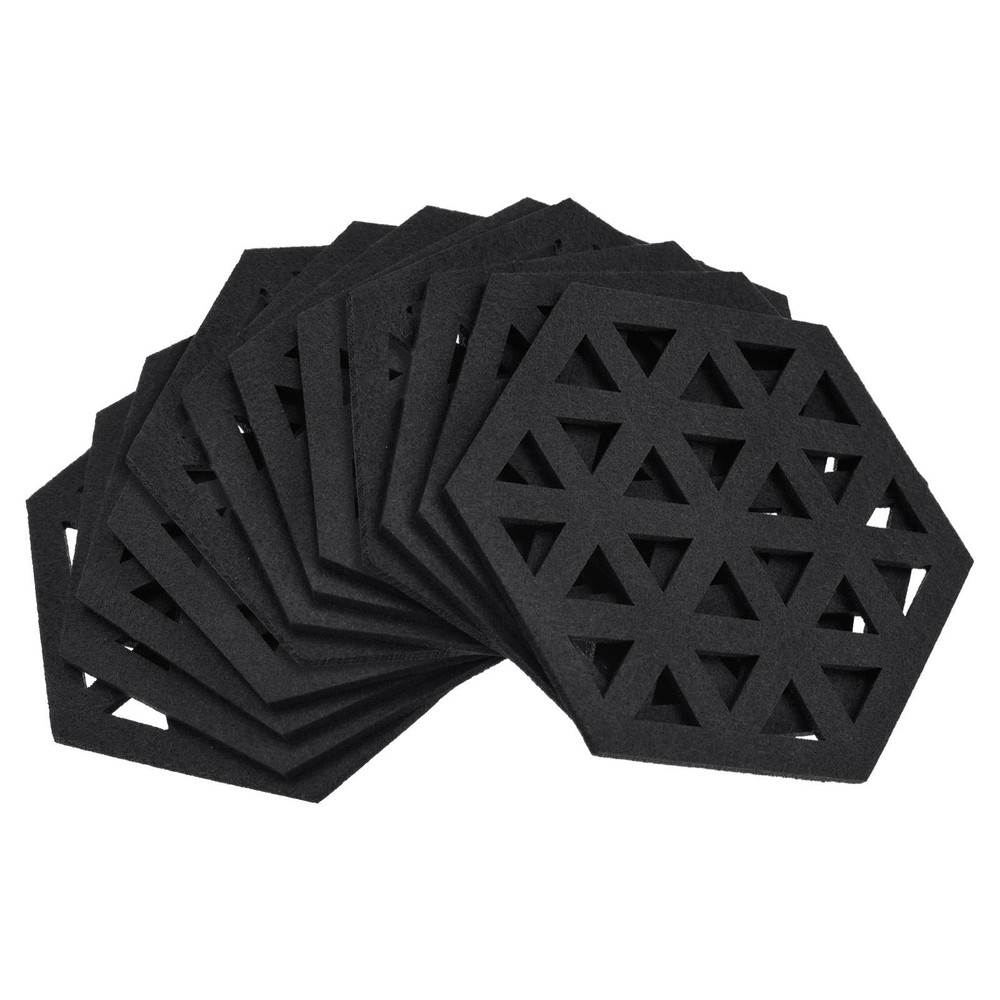 Felt Coasters 12pcs Hexagonal Coasters Coasters, Black