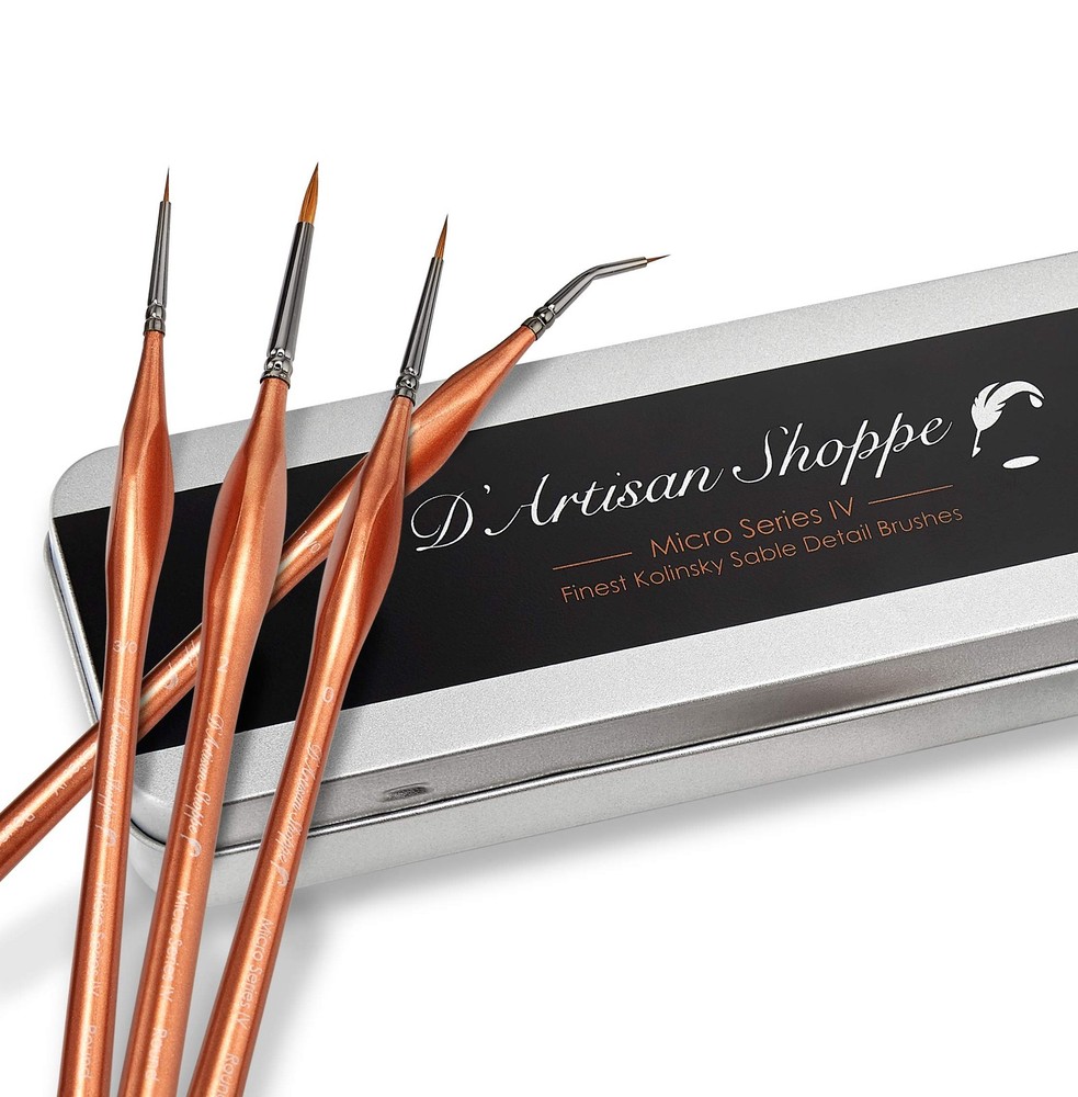 Small Paint Kolinsky Sable Brushes. Fine Tip Professional Micro Miniature Pai...