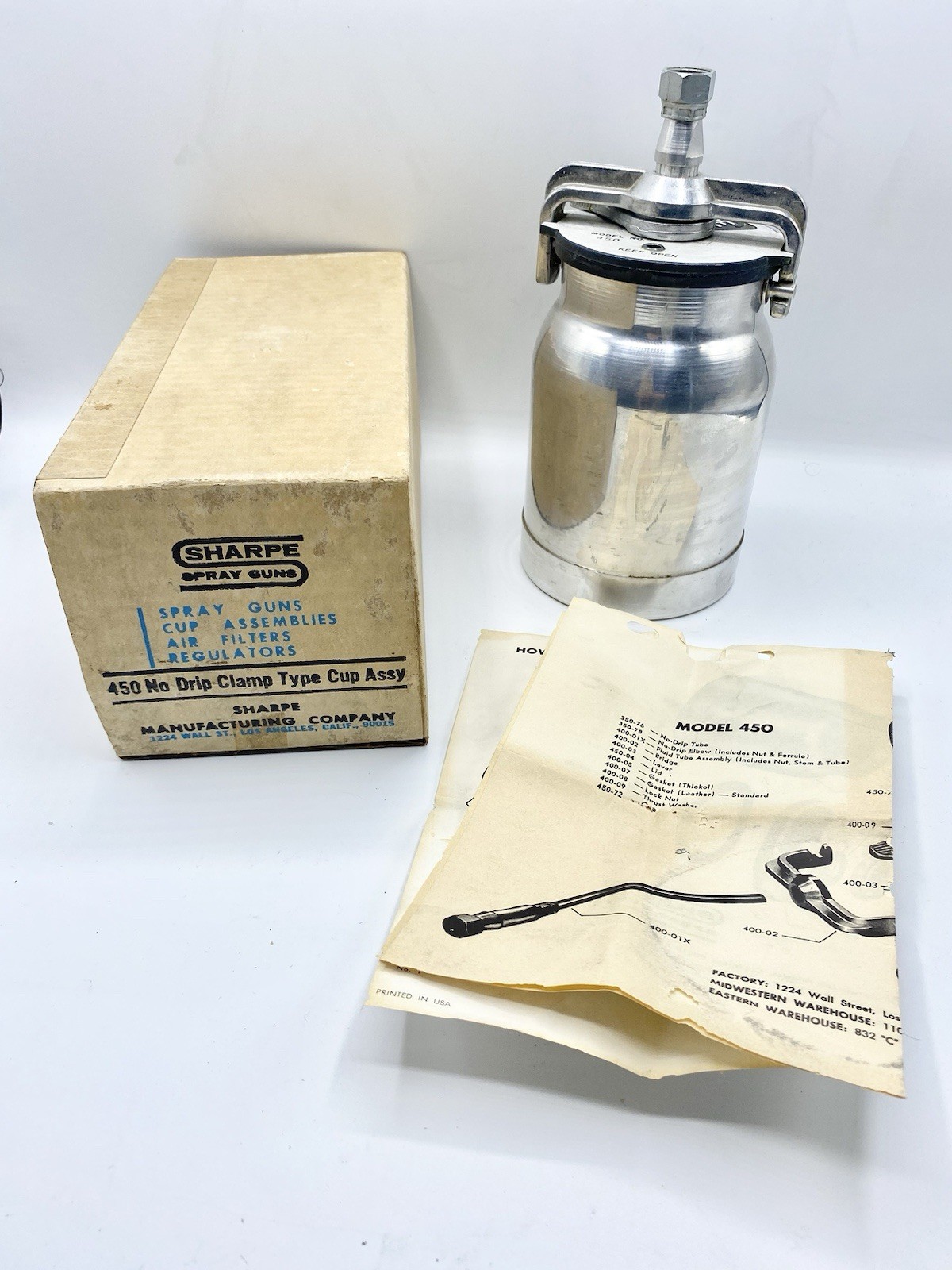 Binks Vintage Model 18 Paint Spray Gun With Sharpe 450 Canister Box/ Manuals