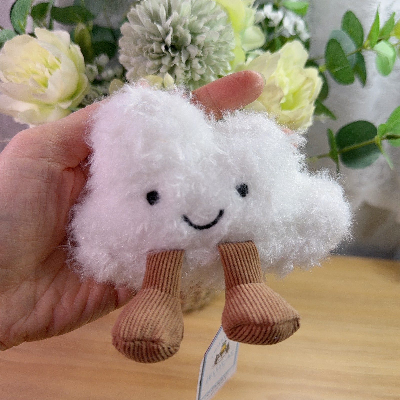 Jellycat Amuseables White Cloud Bag Charm Keychain NWT Dust Bag Cute Gift