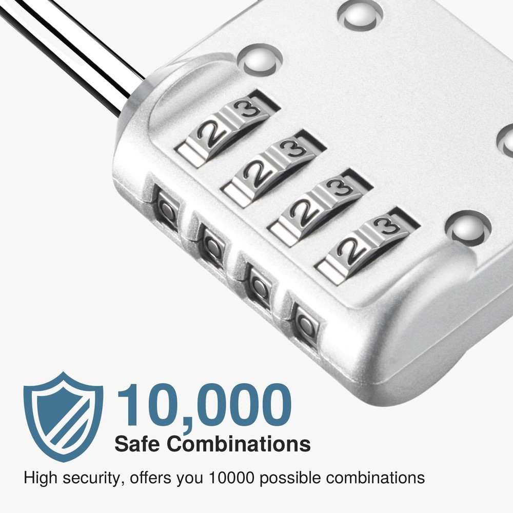 4 Pack Waterproof 4-Digit Combination Padlock for Locker, Fence, Gate, Toolbox
