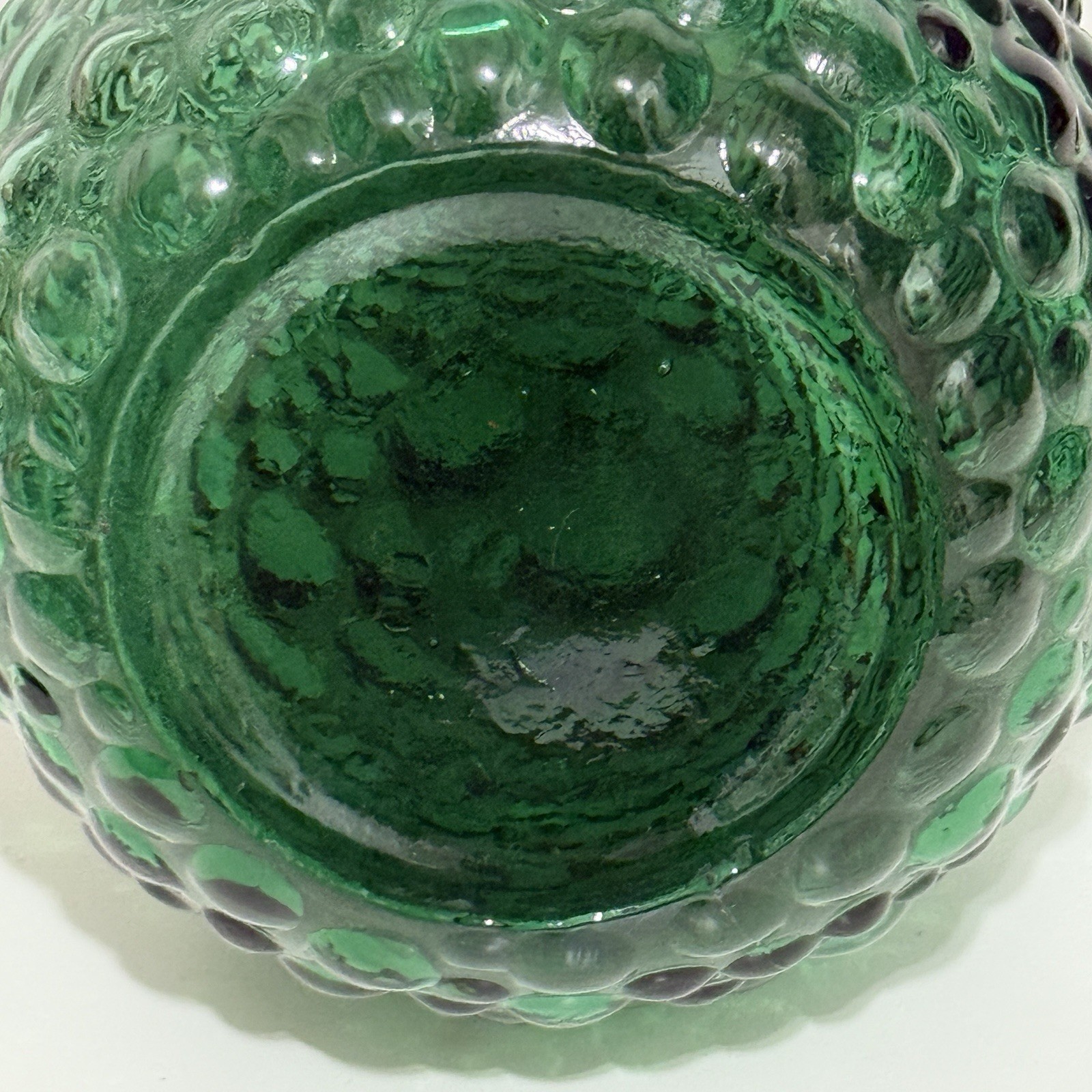 Vintage MCM Green Hobnail Glass Decanter Genie Bottle 21"