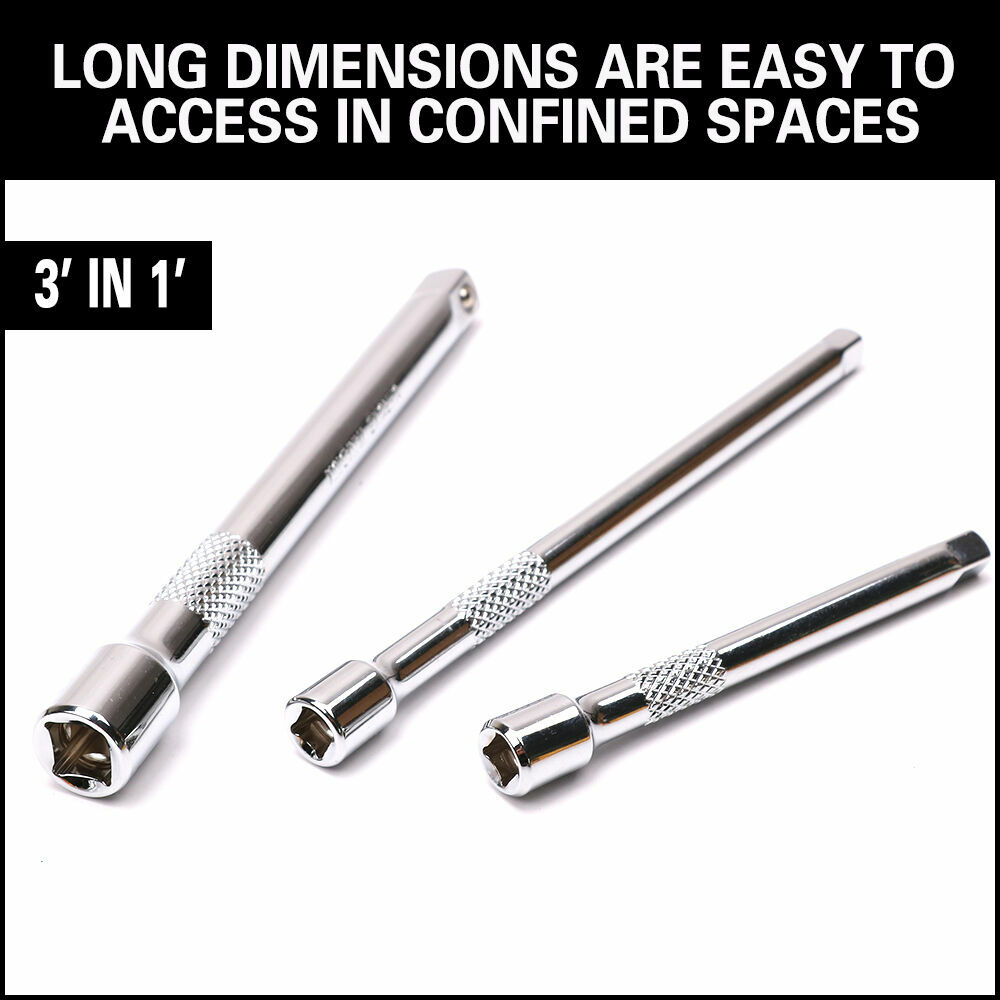 9pc 1/4 3/8 1/2 Drive Extensions Extend Bars Set Ratchet Sockets Wrenches