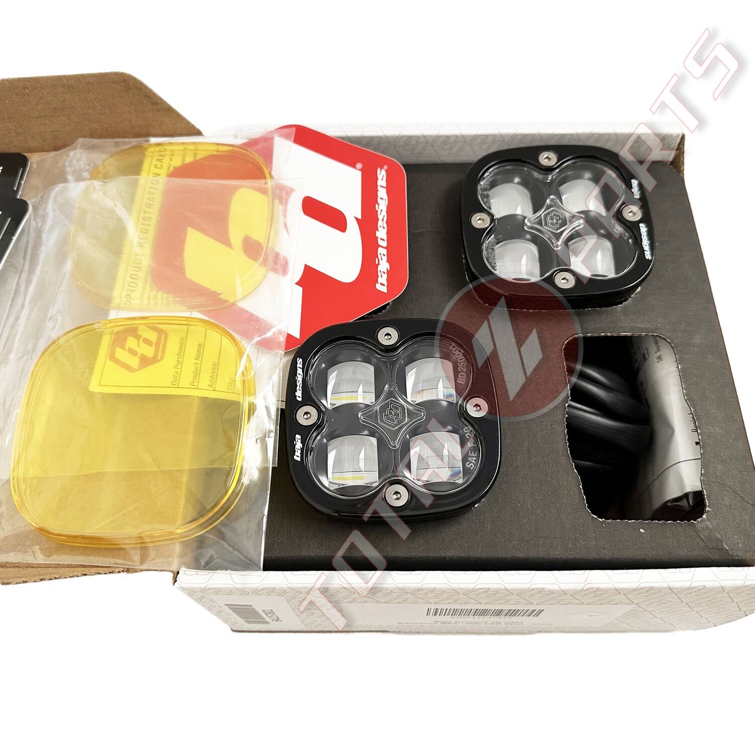 Baja Designs™ Squadron SAE LED Clear Fog Lights Pair, Harness, Amber Rock Guards