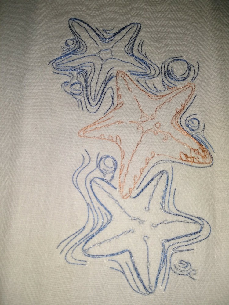 CUSTOM EMBROIDERED KITCHEN TOWELS - STARFISH