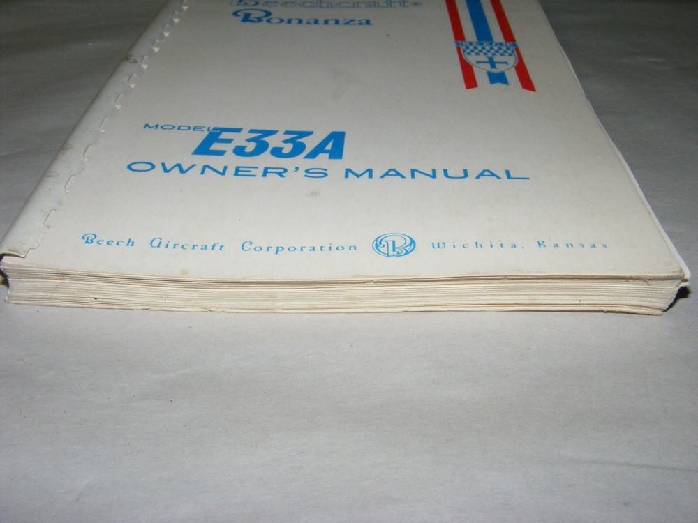 Vtg Beechcraft E33A Bonanza Owners Manual