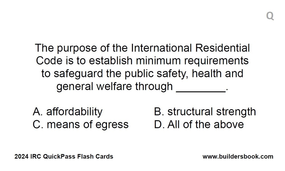 2024 International Residential Code IRC QuickPass Flash-Cards