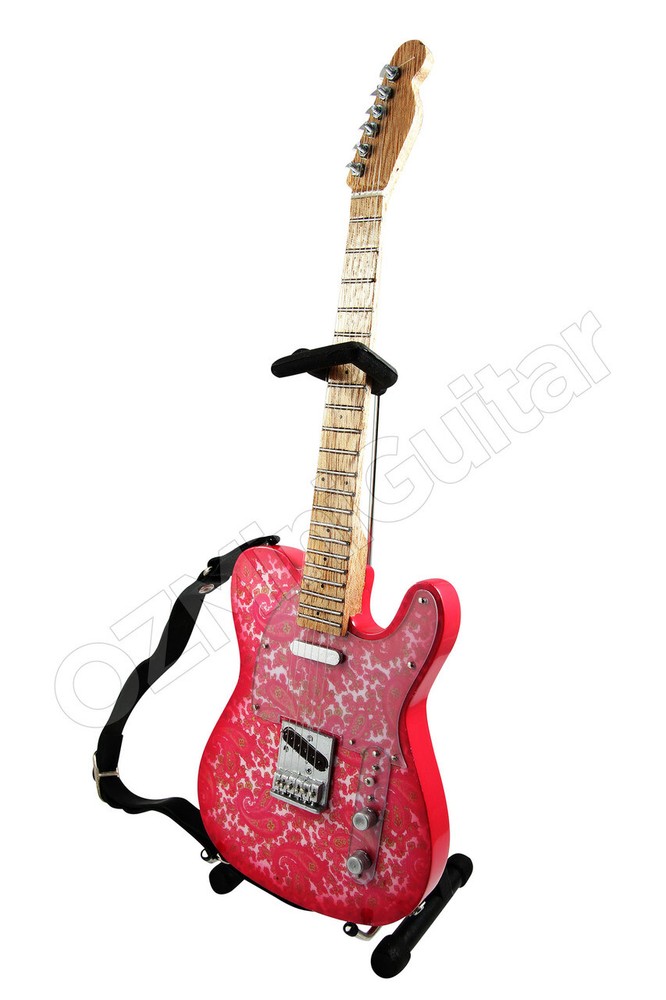 Miniature Guitar Pink Paisley & Strap