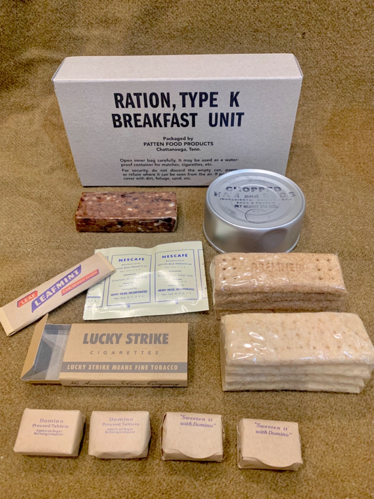 Early-Mid War Fully Edible WWII Reproduction K Ration Breakfast Dinner Or Supper