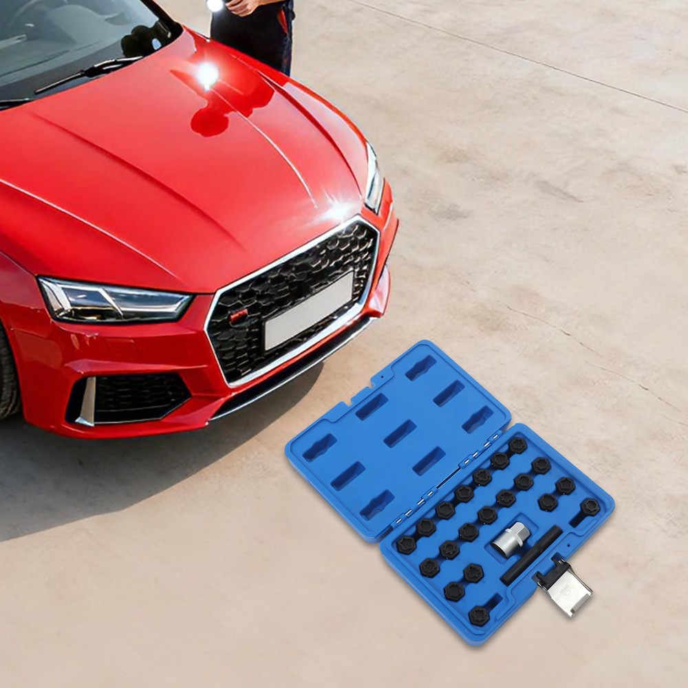 22pcs Universal Wheel Locking Key Socket Wheel Rim Lug Nut Master Removal Tool