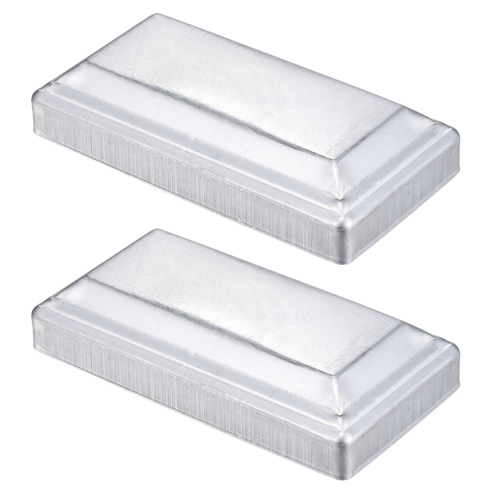 2Pcs Fence Post Cap, Galvanized Deck Post Caps Fit 4.8" x 2.4" Pipe, Silver