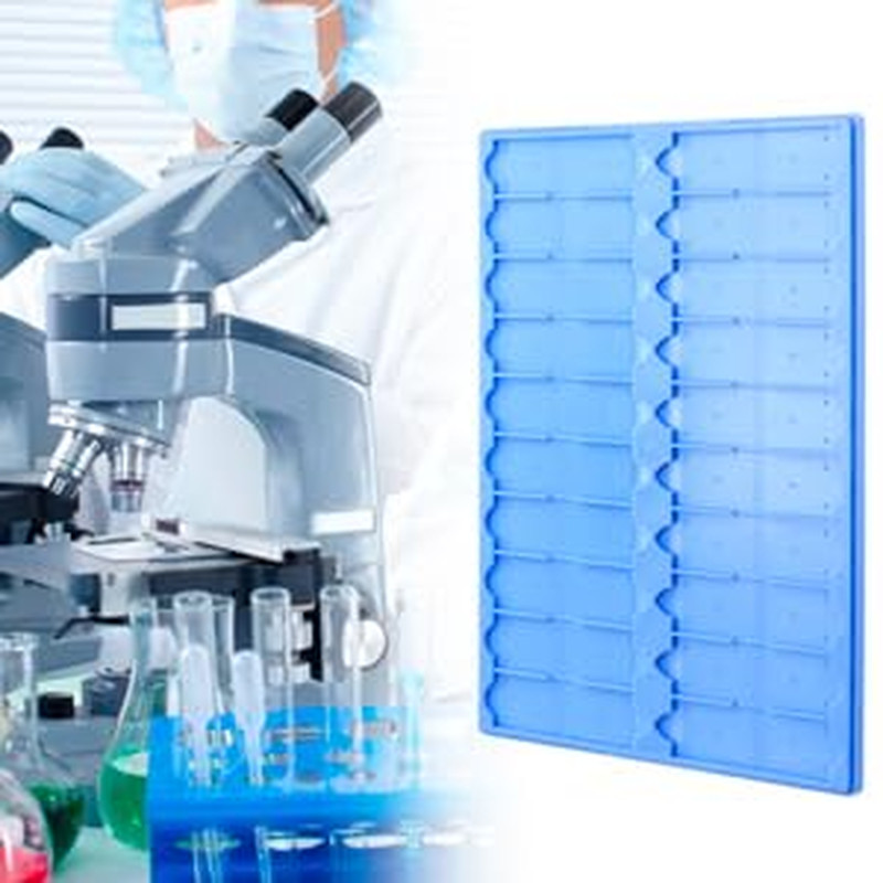 Stackable Microscope Slide Tray Set 4Pc 20-Slot Anti-Slip Lab Slide Storage Rack