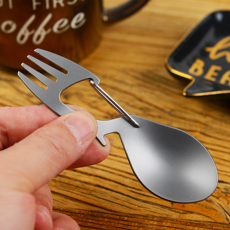 3 In 1 Camping Picnic Titanium Spoon Tableware Titanium Fork Ultralight1882