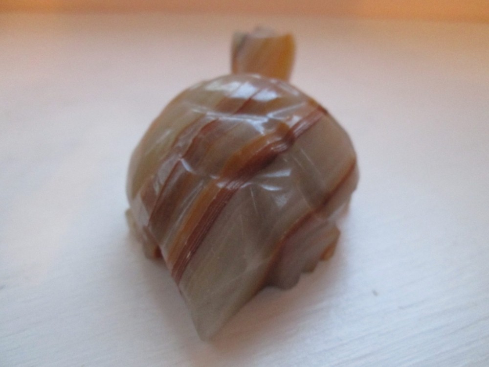 Solid Stone Carved Turtle Figurine 3 3/4" Long
