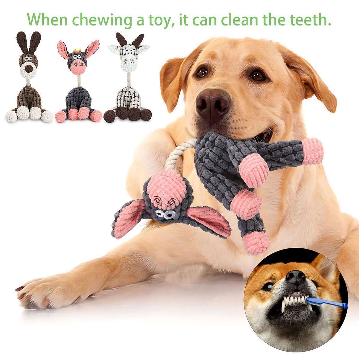 Chew Toy Squeaky Plush Dog Toy For Aggressive Chewers With Chew Pet Toys US