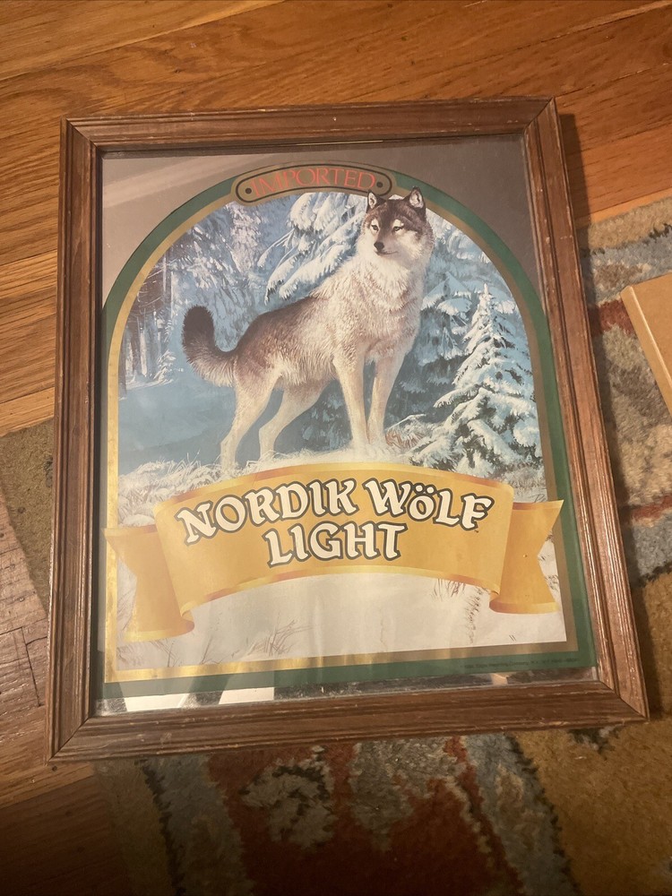 Nordic wolf light imported beer Mirror sign 1984