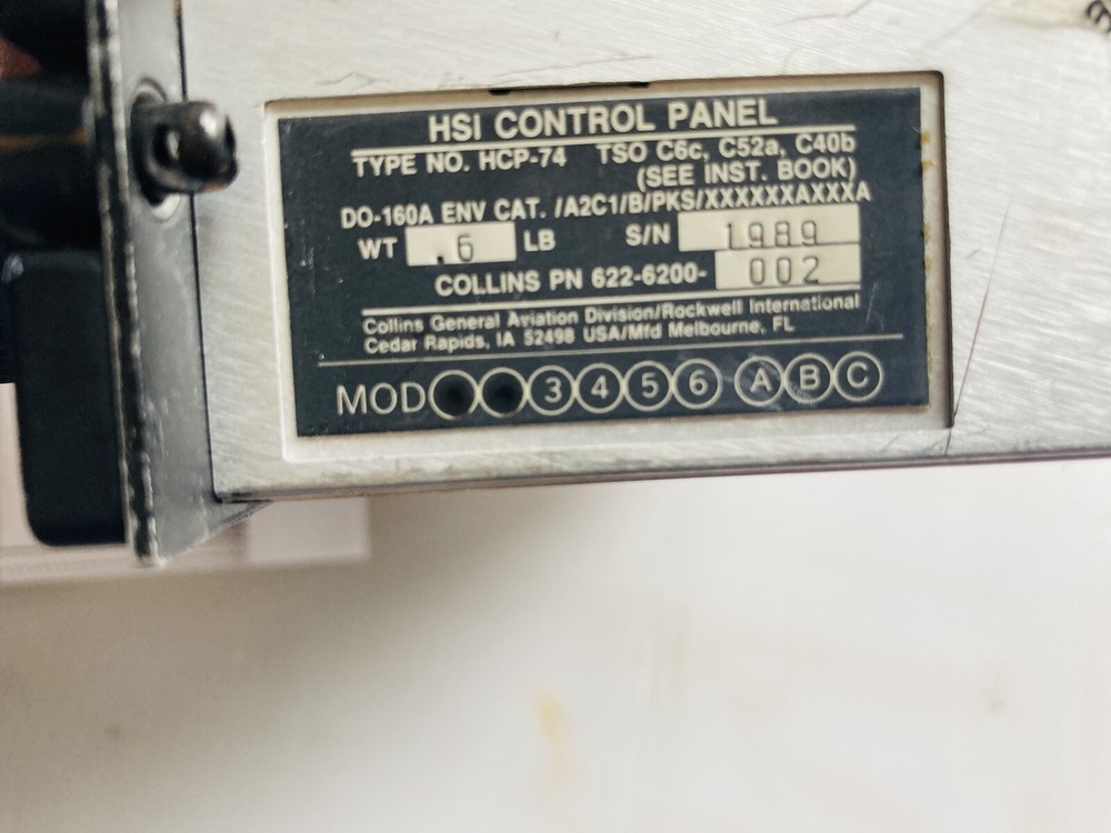 Collins HSI CONTROL PANEL 622-6200-002 Aviation