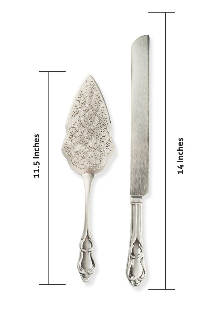 Strova Silver Wedding Cake Knife and Server Set | Party, Anniversary & Reception