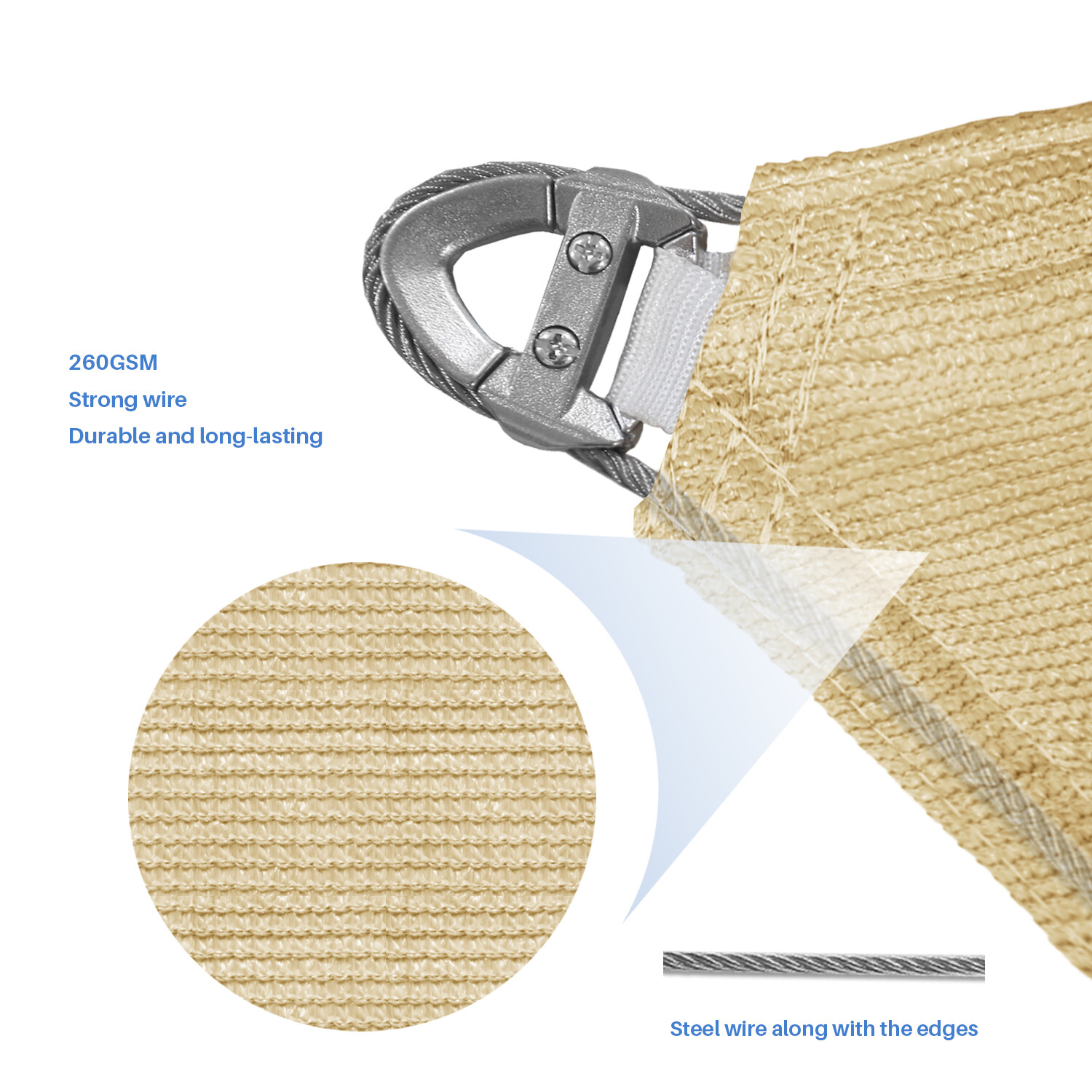 20-29 FT Shade Sail Rectangle Sand Sun Canopy Cover w/ Steel Wire Garden Outdoor