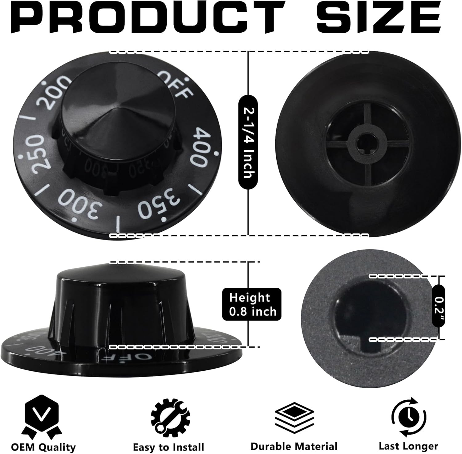 200-400°F Thermostat Dial Knob for Fryers, Range, Braising Pan, Pitco Frymast U