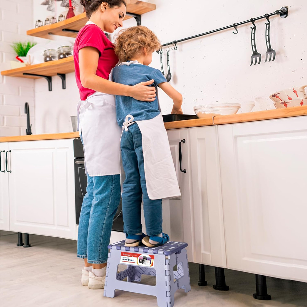 9 Inch Folding Step Stool 300 LB Capacity Plastic Foldable Step Stools for Kids