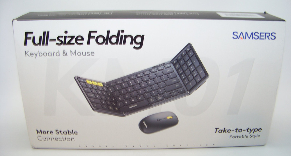 Samsers Full Size Folding Keyboard & Mouse Bluetooth Keyboard Combo, Black