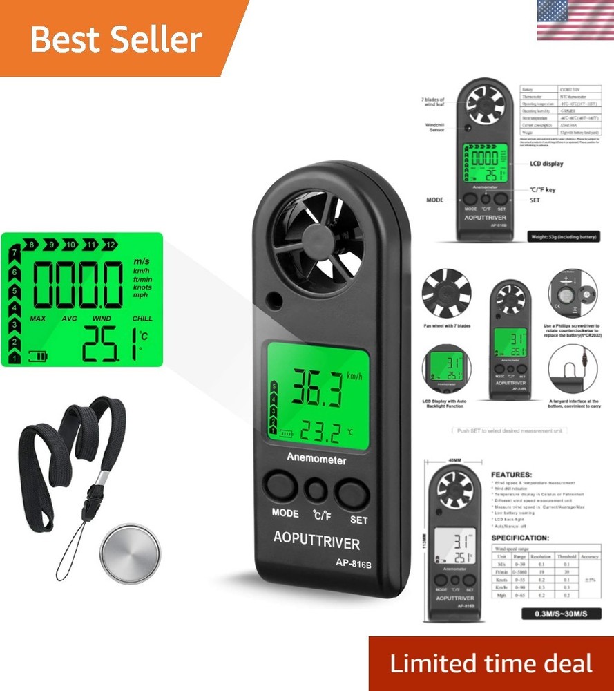 High Precision Handheld Anemometer - Accurate Wind Speed Meter for Outdoor Use