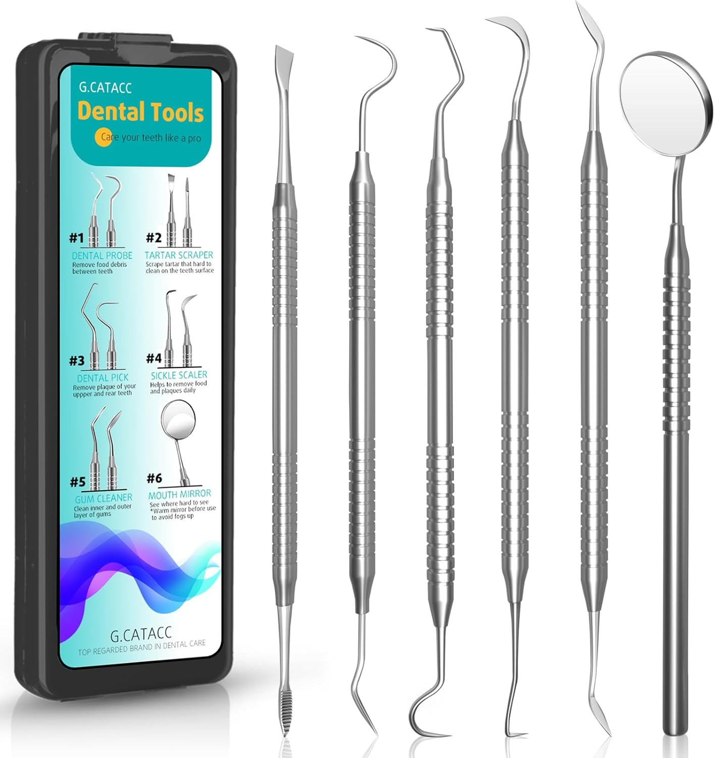 Dental Tools, Dental Pick for Teeth Cleaning, Stainless Steel Hygiene Kit with T