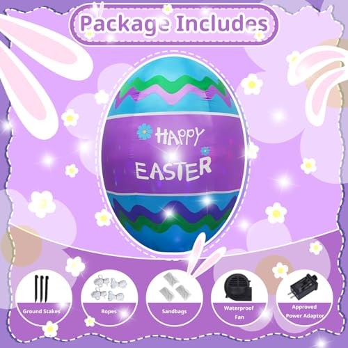 6FT Easter Egg Inflatable Outdoor Yard Decoration Build-in LED 6FT Easter eggs
