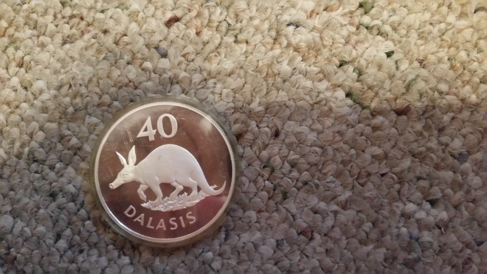 1977 GAMBIA, 40 Dalasis, silver .925