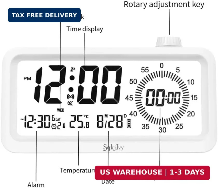 Visual Digital Timer for Kids with LCD Display,3-Level Adjustable Backlight,Temp