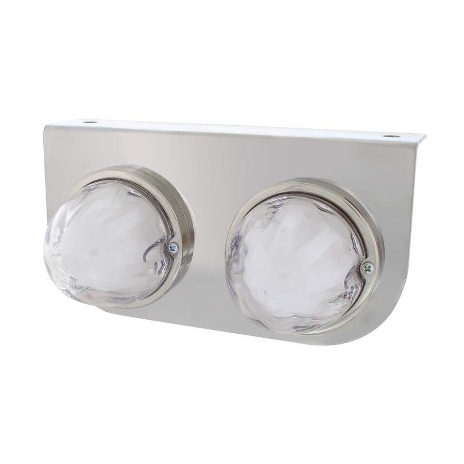 Light Bracket w/ Two 9 LED Dual Function "GLO" Lights - Amber LED/Clear Lens