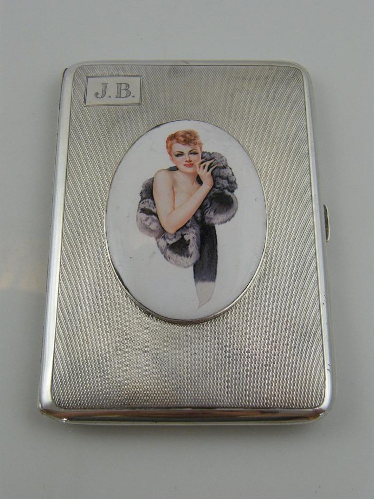 1935 HM SILVER & ENAMEL CIGARETTE CASE