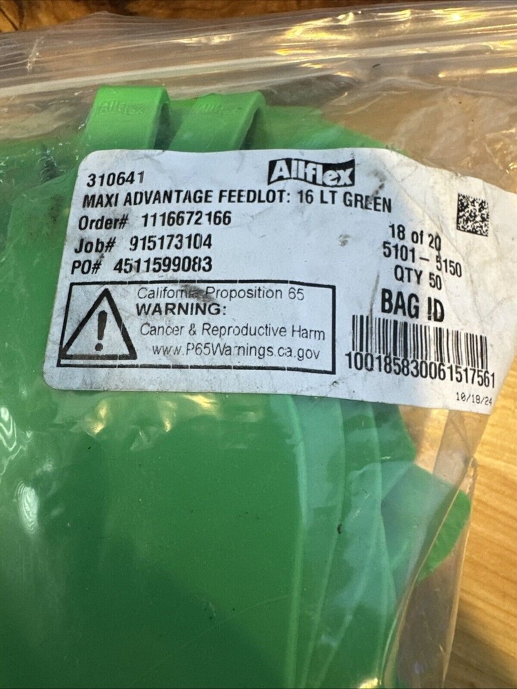 Allflex Global Large Ear Tags 50 Count Green