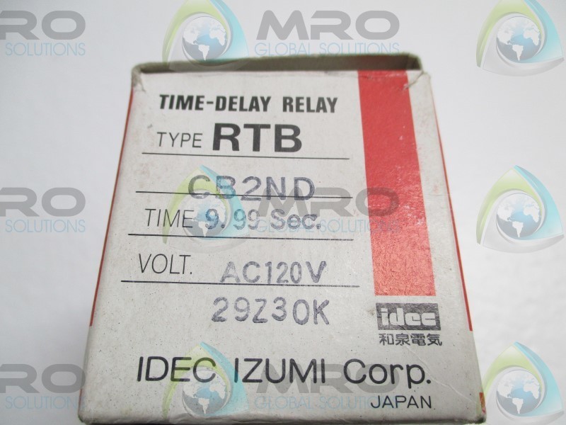 IDEC RTB-CB2ND TIME-DELAY RELAY 9.99sec. NSMP