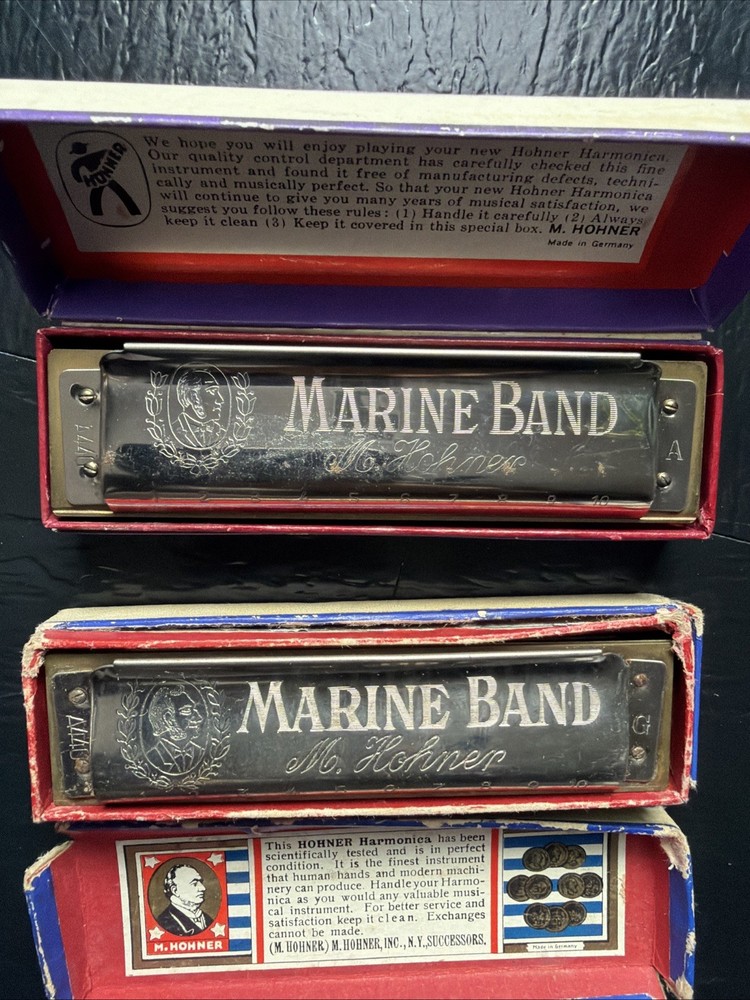 Pre-War Marine Band Harmonica, 2 Quantity