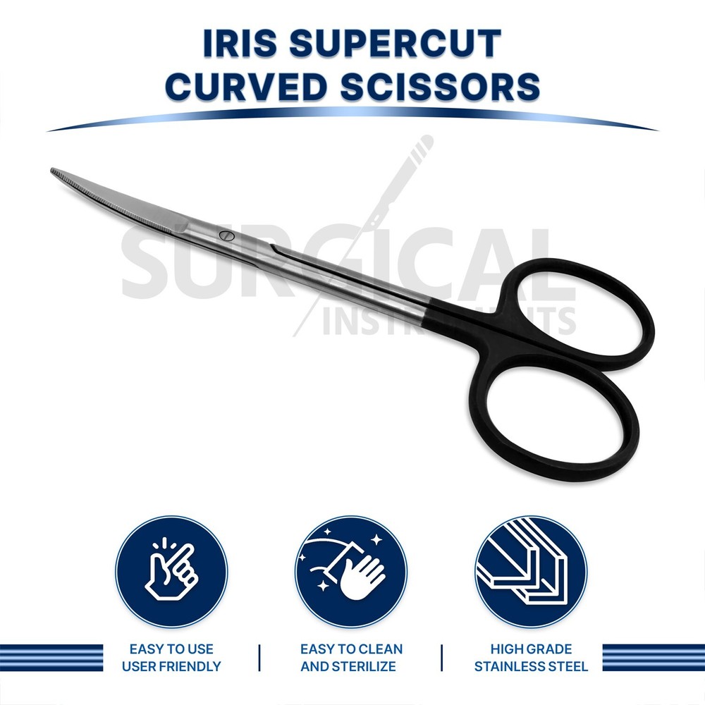 Supercut Iris Scissors Curved Surgical Instruments 4.5" Stainless German Grade