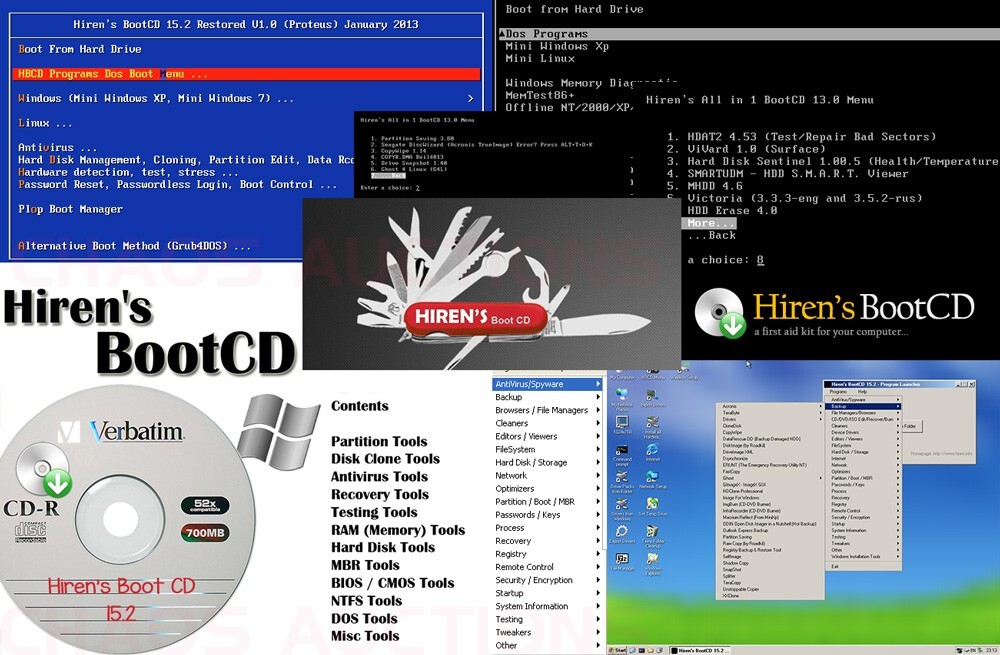 The Original Hiren's BootCD 15.2 LIVE Bootable CD Utility Toolkit
