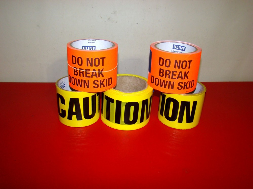 YELLOW CAUTION BARRICADE WARNING SAFETY & DO NOT BREAK DOWN SKID TAPE