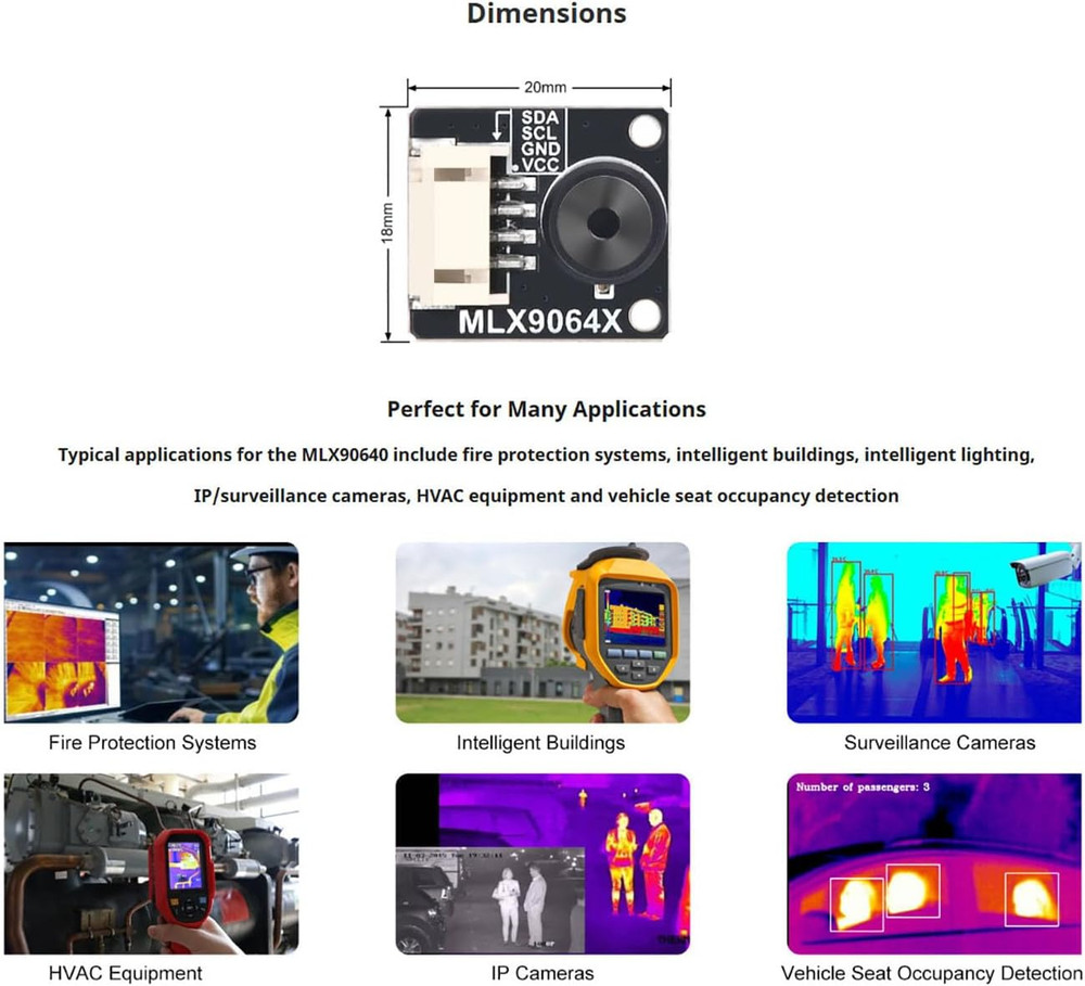 MLX90640 Thermal Camera Module - 110° IR Sensor for Raspberry Pi Projects